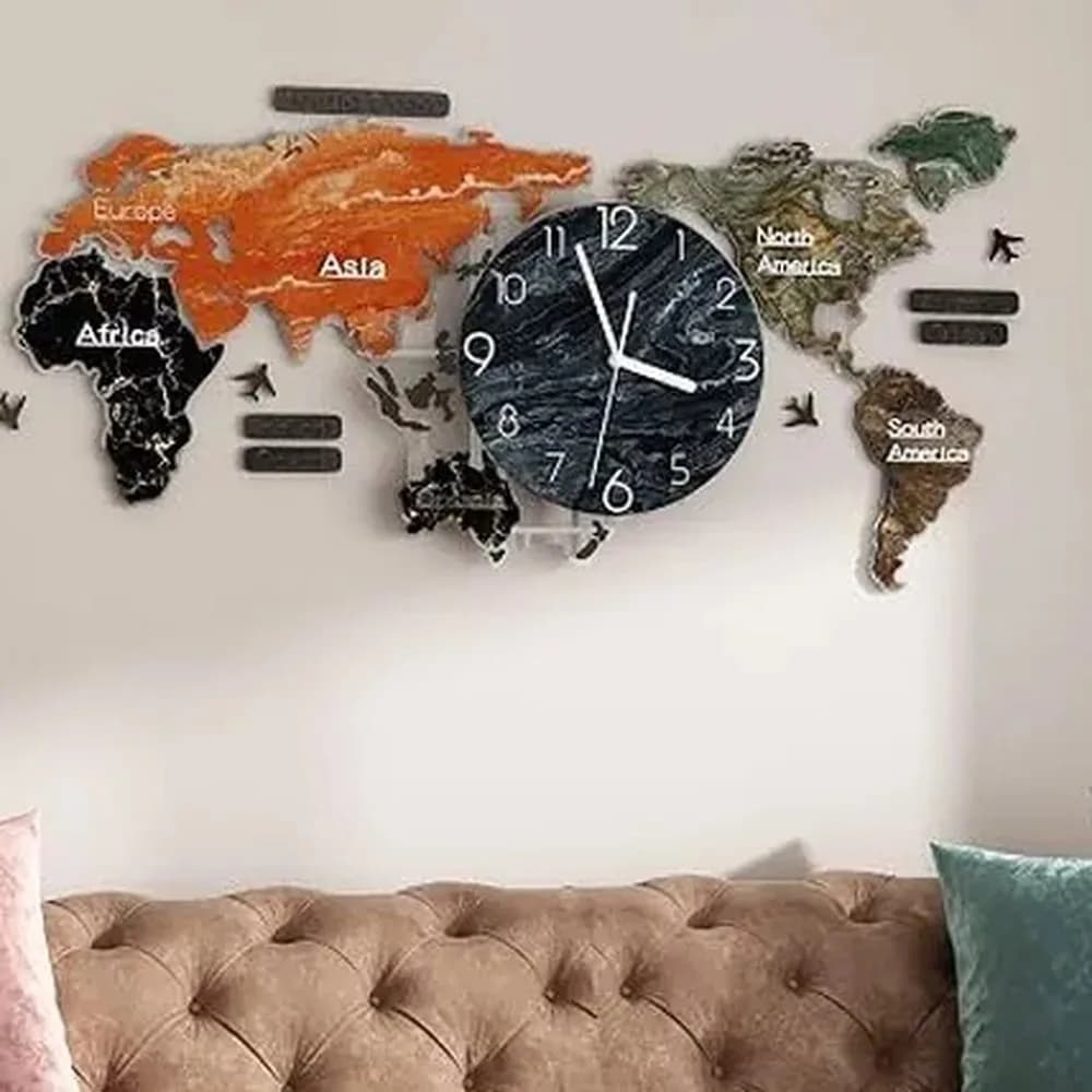 Atlas world-map wall clock — Heritage Edit