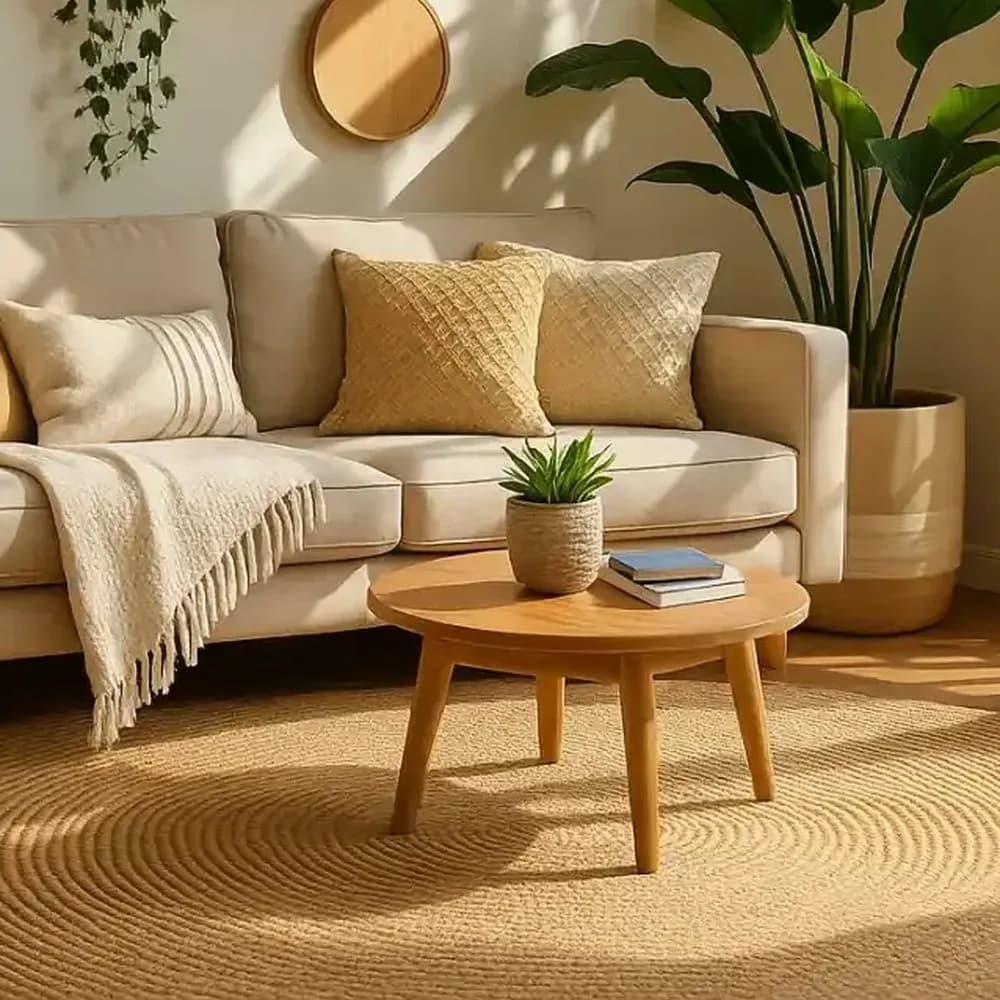 Round braided jute rug — Coastal Series