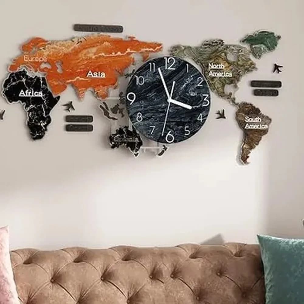 Atlas world-map wall clock — Jaipur Collection