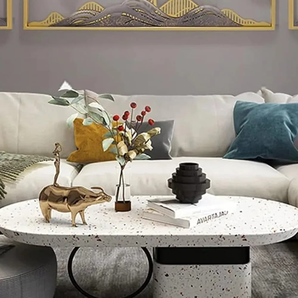 Terrazzo oval coffee table