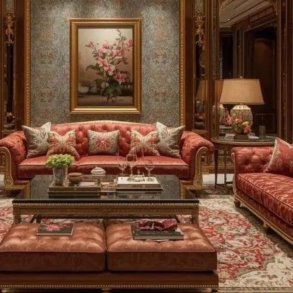 Hand-knotted Persian-style wool rug