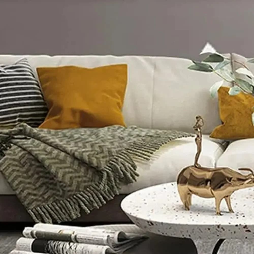 Mustard & indigo cushion set — Coastal Series
