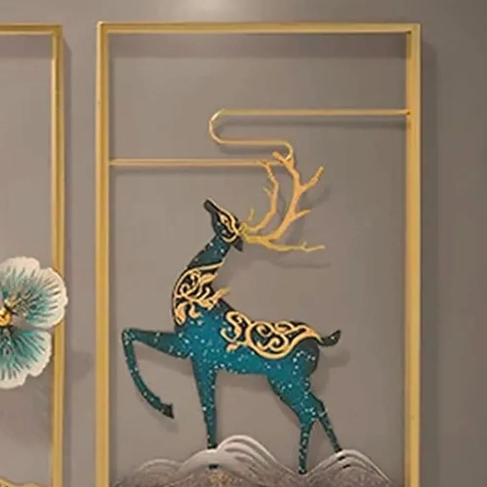 Gilded deer & blossom metal wall art — Nordic Line — in the room