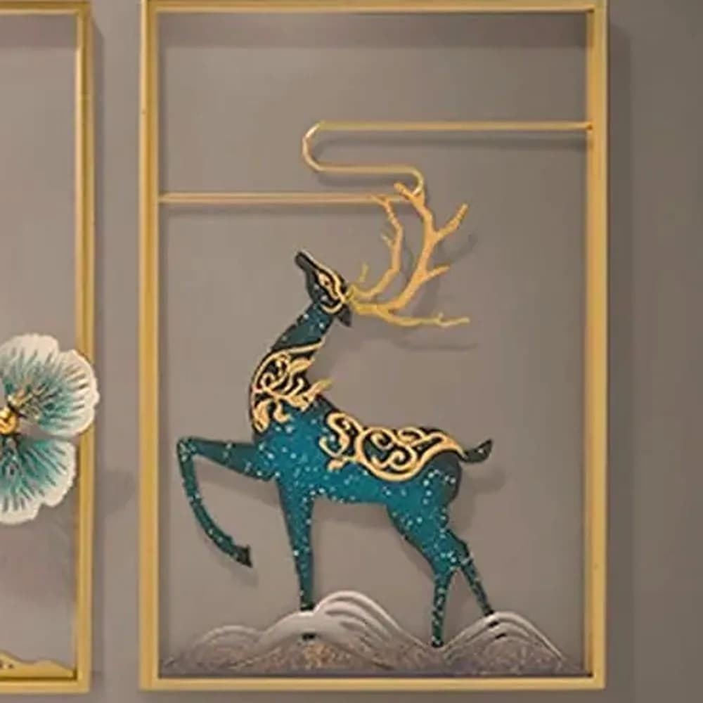 Gilded deer & blossom metal wall art — Heritage Edit — in the room