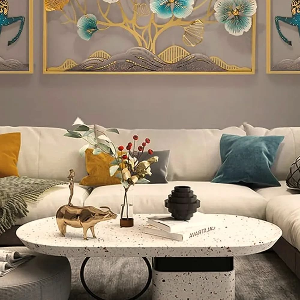 Terrazzo oval coffee table — detail