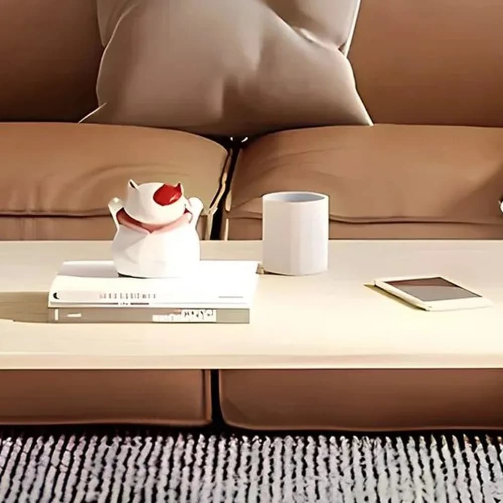 Ceramic tea set with a cane tray