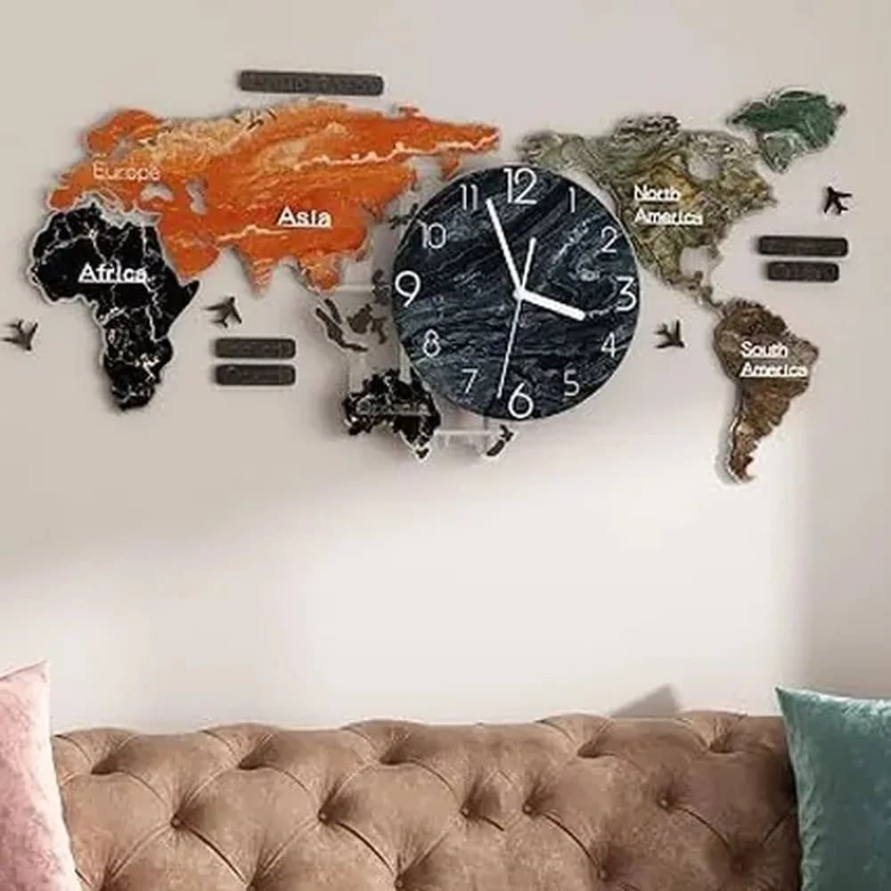 Atlas world-map wall clock — Nordic Line