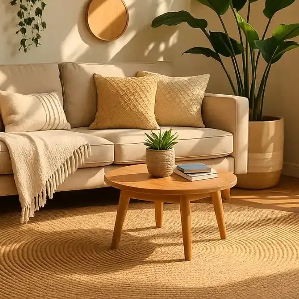 Mango wood round coffee table — Heritage Edit — detail