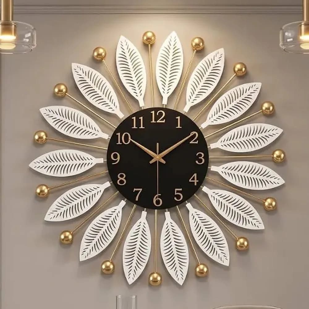 Phool leaf metal wall clock — Jaipur Collection