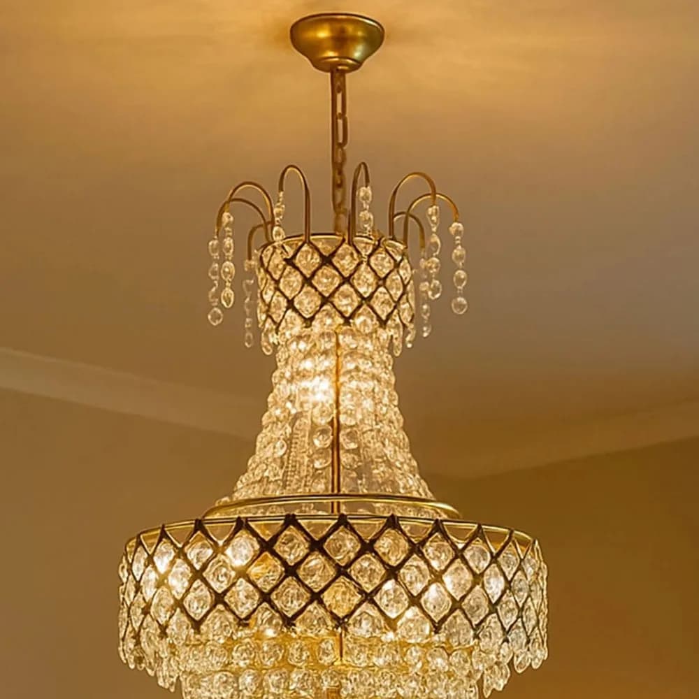 Ruhaani crystal chandelier, antique gold