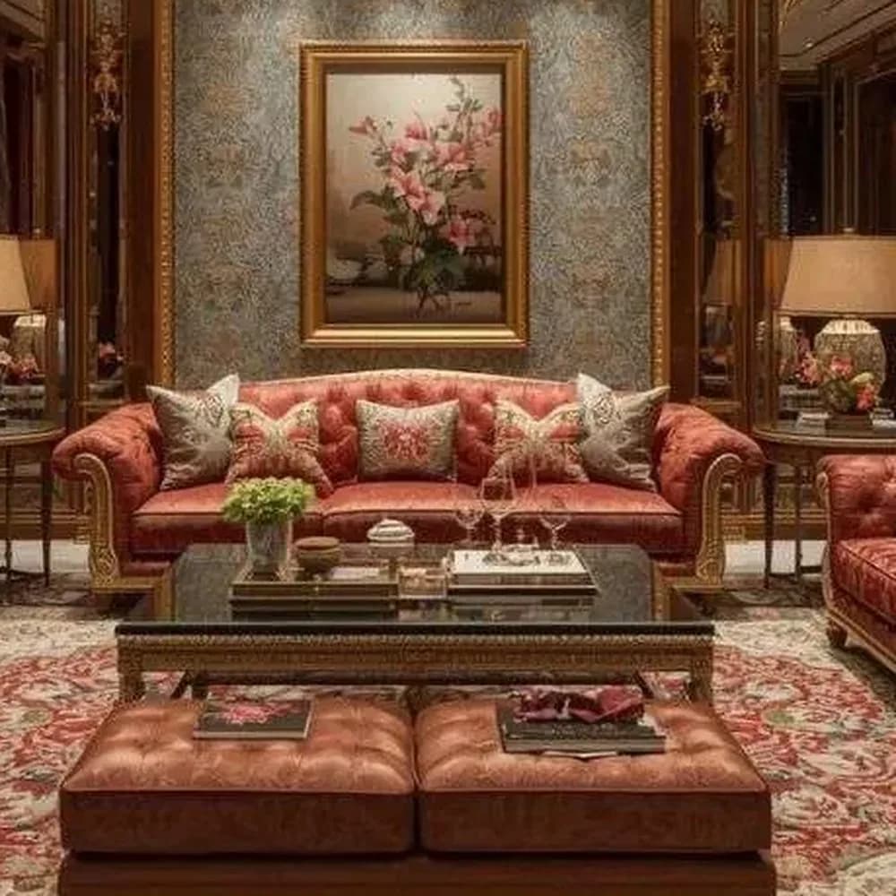 Maharaja carved sofa set, 3+1+1 — Nordic Line — detail