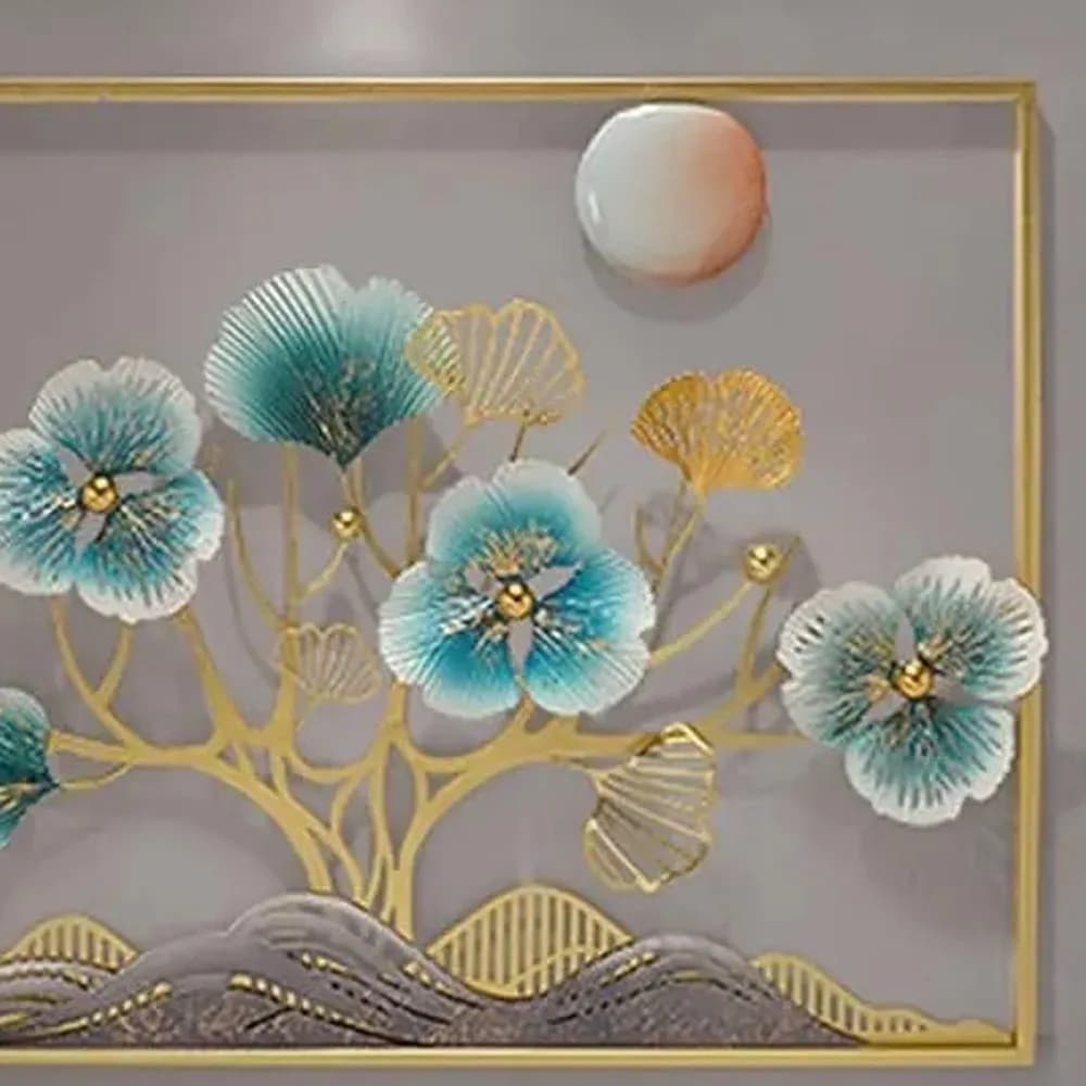 Gilded deer & blossom metal wall art — Heritage Edit — detail
