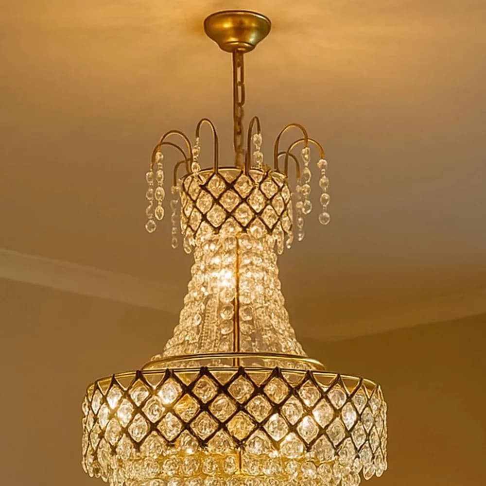 Ruhaani crystal chandelier, antique gold — Jaipur Collection