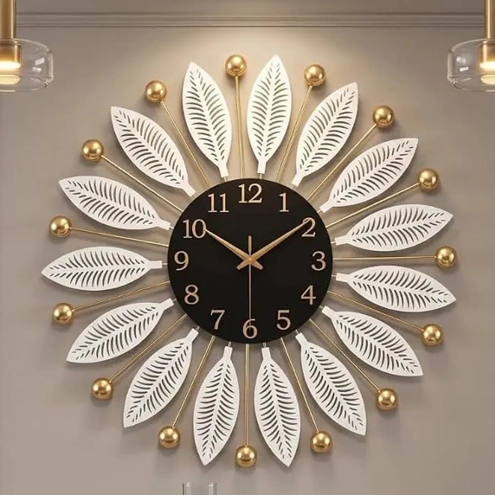 Phool leaf metal wall clock — Coastal Series
