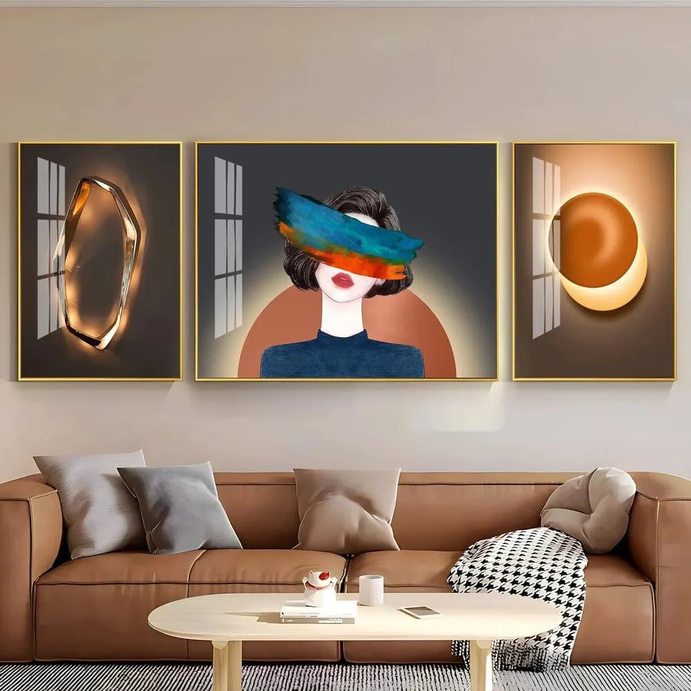 Muse abstract canvas triptych