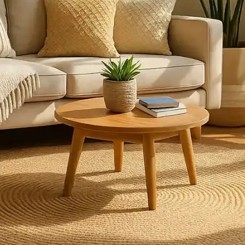 Mango wood round coffee table