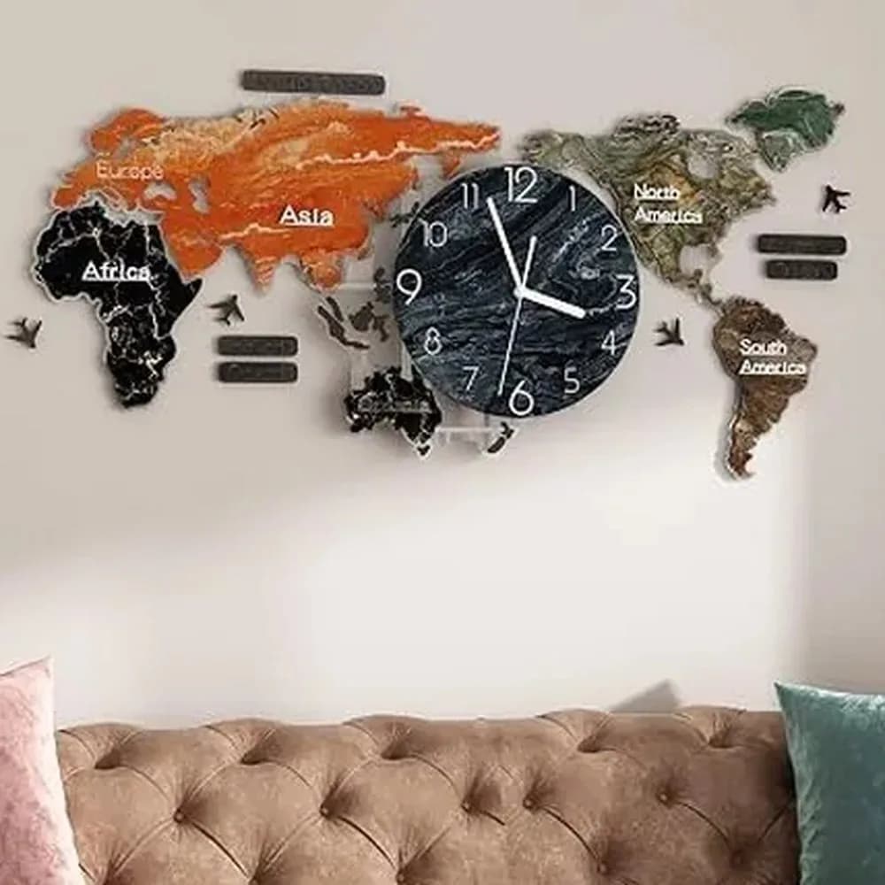 Atlas world-map wall clock