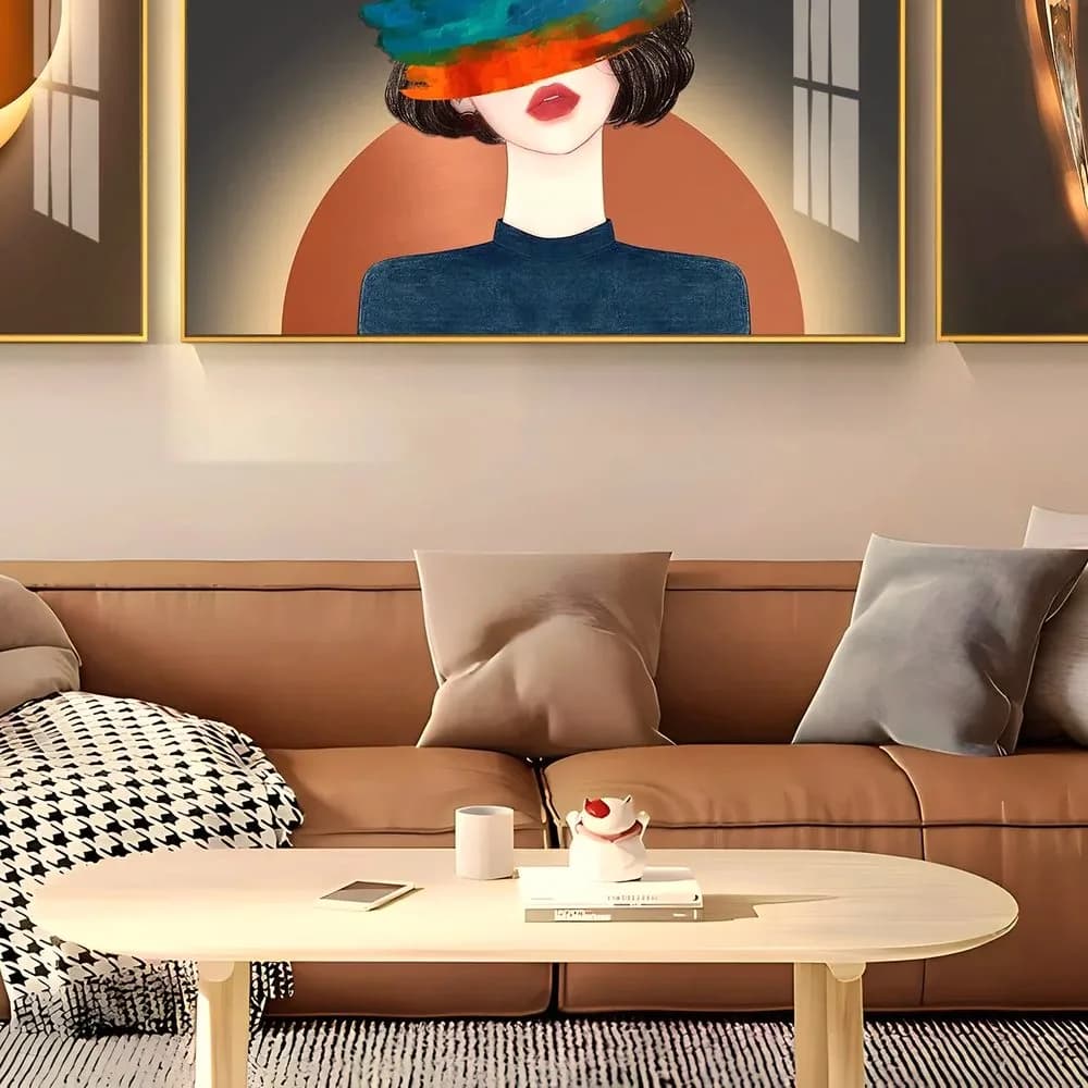 Cognac leather three-seater sofa — Heritage Edit — in the room
