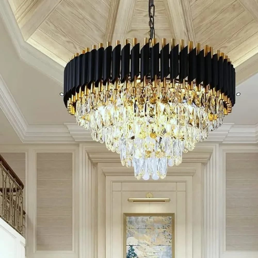Noor tiered drum chandelier — in the room