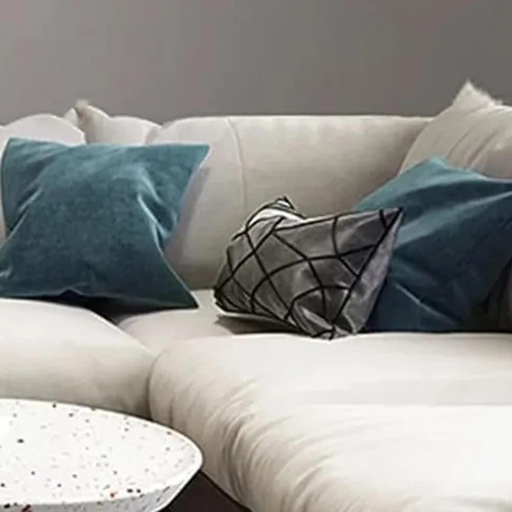 Mustard & indigo cushion set — detail