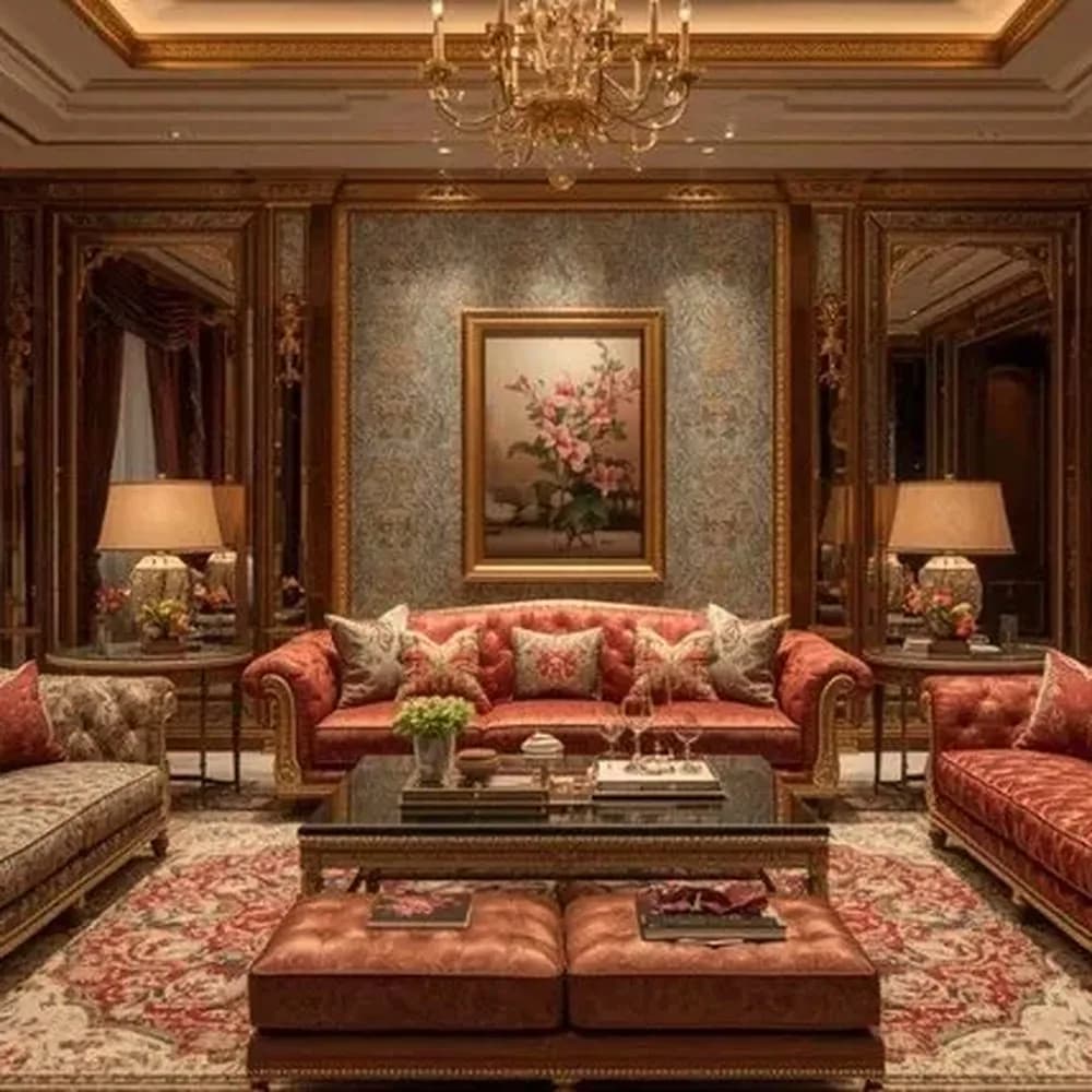 Maharaja carved sofa set, 3+1+1 — in the room