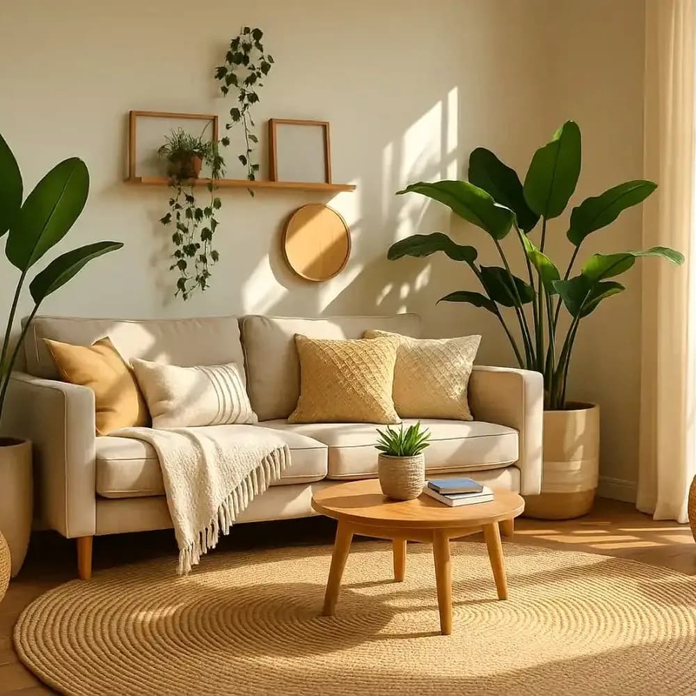 Round braided jute rug — detail