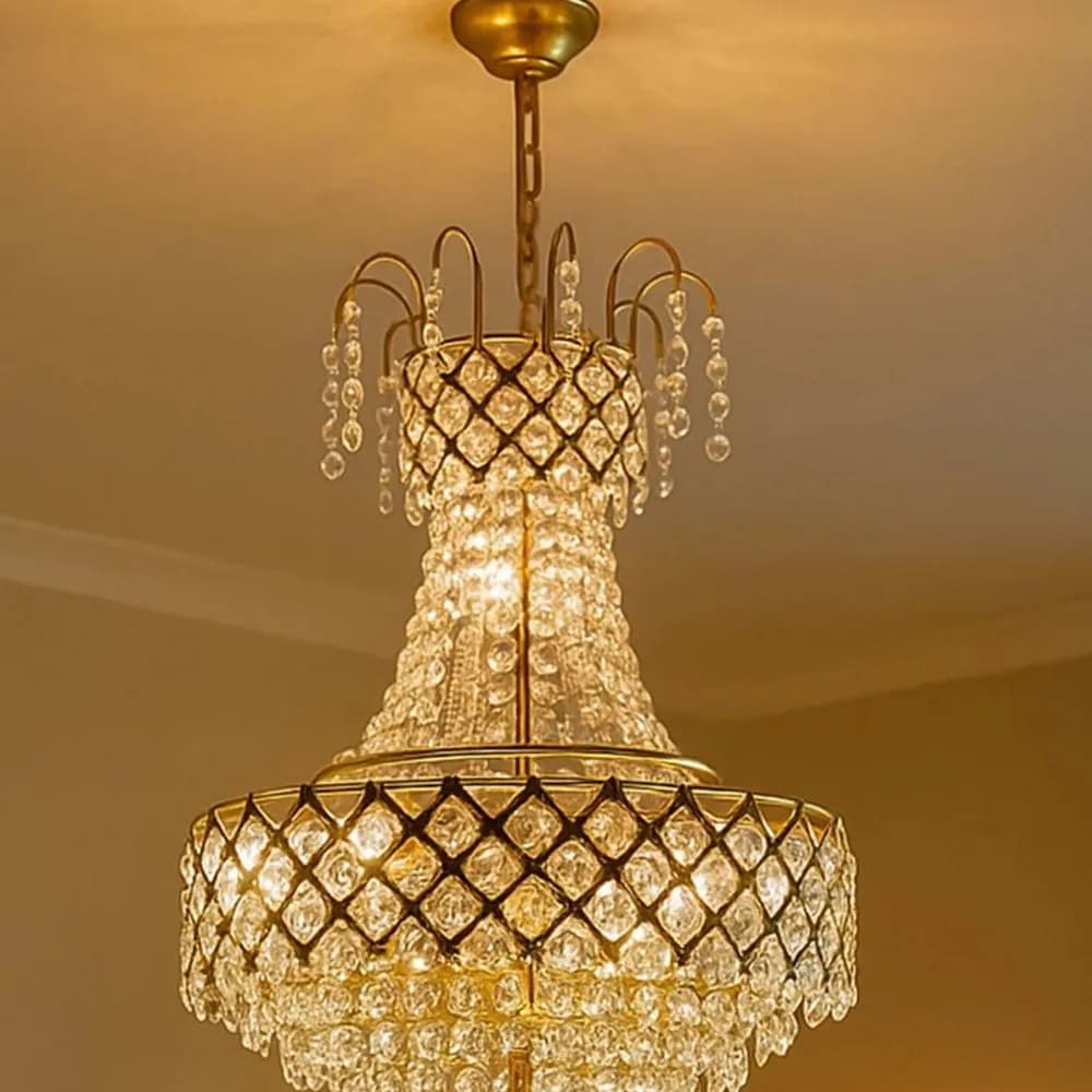 Ruhaani crystal chandelier, antique gold — Coastal Series