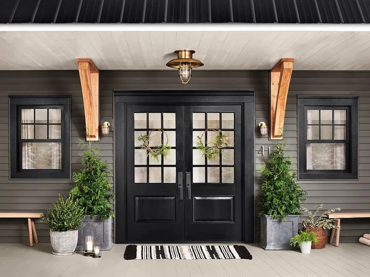 Front elevation — Row house with a garden in Adajan